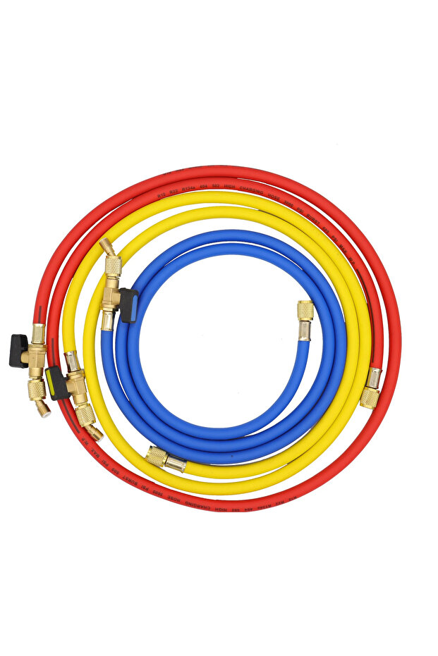 type 1 162cm HVAC 1/4Inch SAE 600 PSI R410a R134a R22 Charging Hoses with Shut Valve