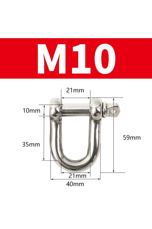 M10-1Pcs 304 Straight D Shackle Short Stainless Steel Breaking D Rigging Shackle Hooks boat rigging