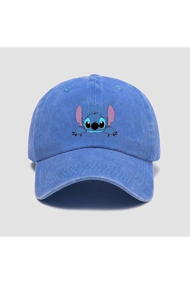 Blue Stitch Casual Hat Kawaii Cartoon Anime Figure Baseball Caps Breathable Snapback Sun Hats Adjust