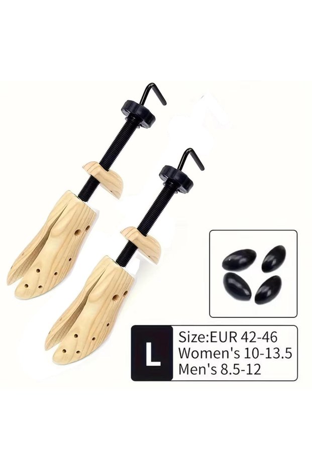 L 2PCS 1/2Pc Shoe Stretcher Women and Men's Shoe Widener - Wooden Expander for Wide Feet, Bunions or