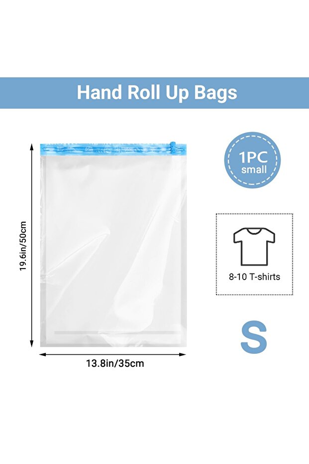 Show in Picture 1 Pack S 8 Pack Roll Up Compression Bags Reusable Vacuum Storage Bags for Travel Org
