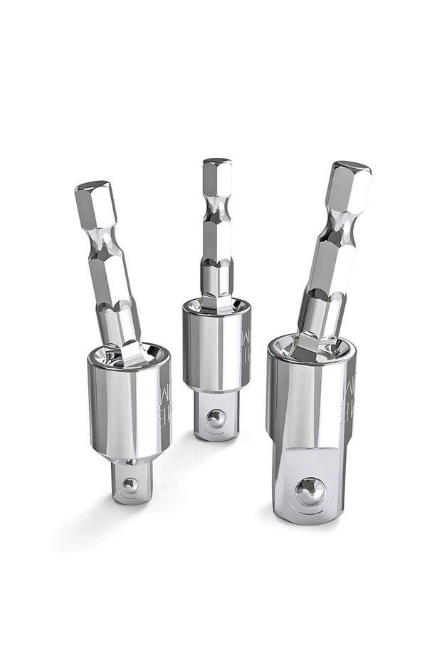 Sliver Set 360° Electric Drill Air Screwdriver Sleeve Universal Adapter Hex Handle to Square Head Ro