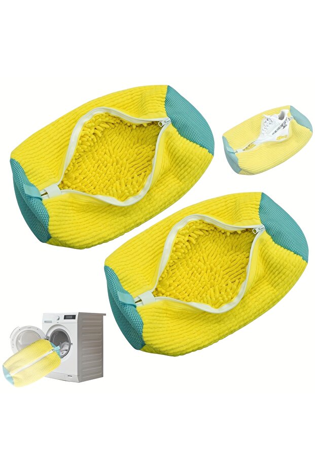 2pcs yellow 2pcs Shoe Washing Machine Bags Reusable Sneaker Shoe Cleaning Bags for Washing Machine S