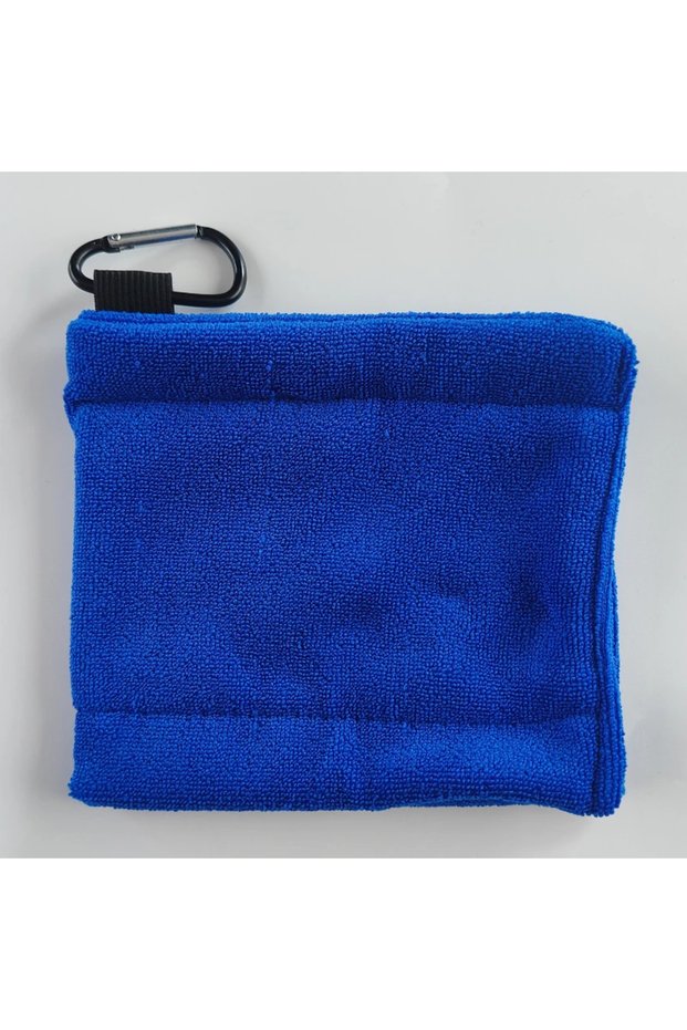 blue Square Microfiber Golf Ball Cleaning Towel with Carabiner Hook Water Absorption Cleaner Clu