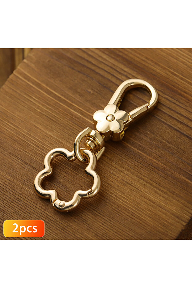 Gold 2pcs Flower Keychain, Cute Key Chains, Key Chain Charm, Keychain Accessories for Women Purse Ba