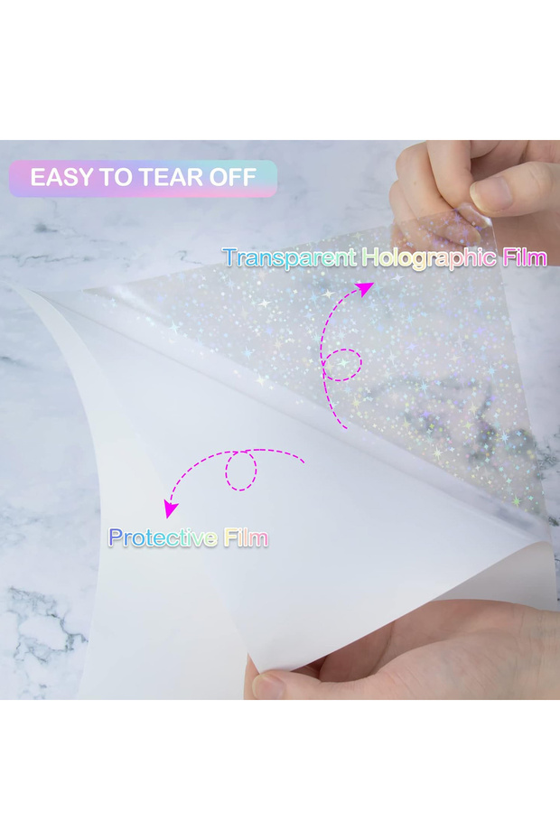 Star 20 Sheets Holographic Sticker Paper A4 Clear Vinyl Self Adhesive Waterproof Transparent Laminat