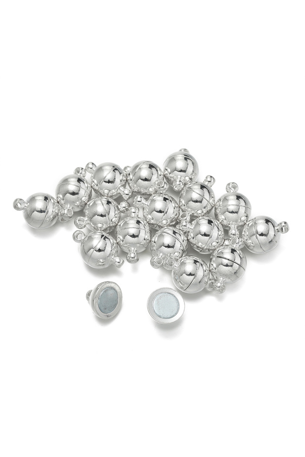 10mm Silver 10pair/Lot 6/8/10mm Round Magnetic Connectors Clasps Magnet Charms End Cap for DIY Jewel