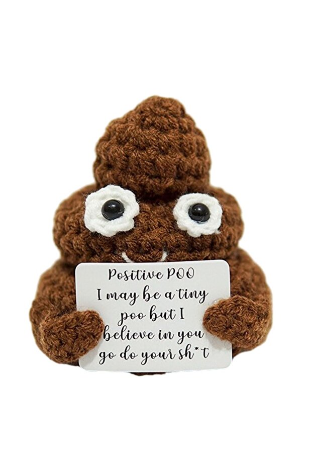 Mini Funny Positive Poo, 3 Inch Positive Poo Crochet Cute Wool Funny Knitted Positive Poo Doll Cheer