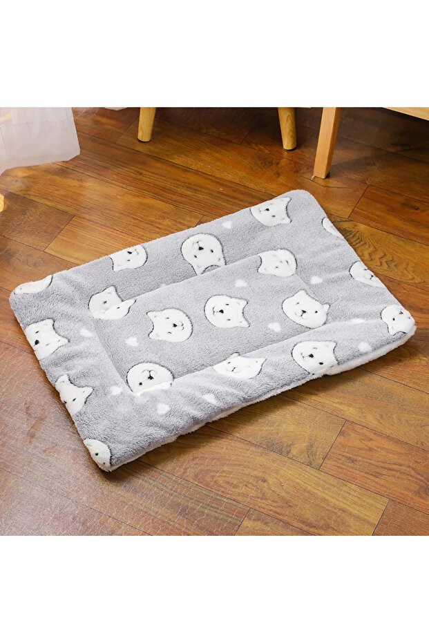 Square M-49x32cm Grey bear Thicken Cat Mat Breathable Flannel Cat Sleeping Mat Soft Dog Cushion for