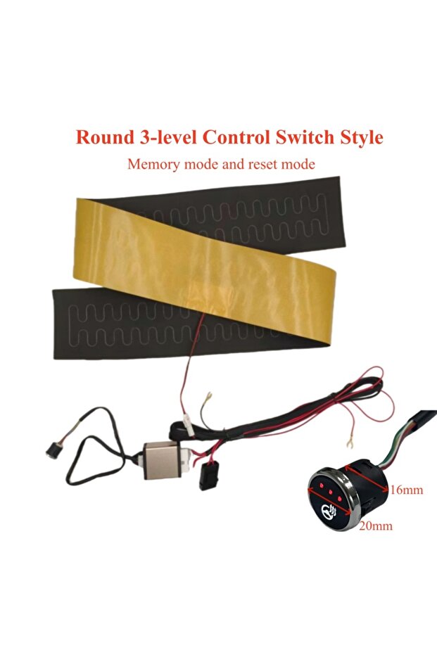 Round 3-level 12V Car Built-in Steering Wheel Heater Kit 50W Universal 48℃ High Temperature Alloy Wi