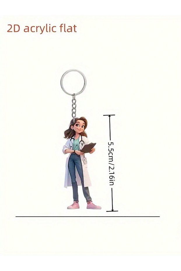 B 1 Piece of Female Doctor Keychain, a Minimalist Style Doctor Keychain, a Gift for Medical Professi