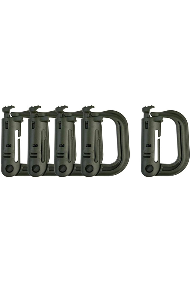 5Pcs Army Green Tactical D-Ring Carabiner Grimlock Locking Plastic Molle Webbing Buckles Clips Hook