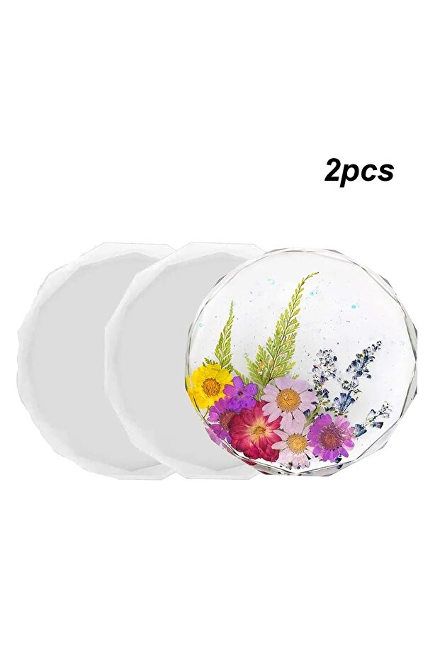 2PCs 2pcs Silicone Resin Mold Rhombus Edge Crystal Roller Coaster Mold Round Gear Gypsum Silicone Mo