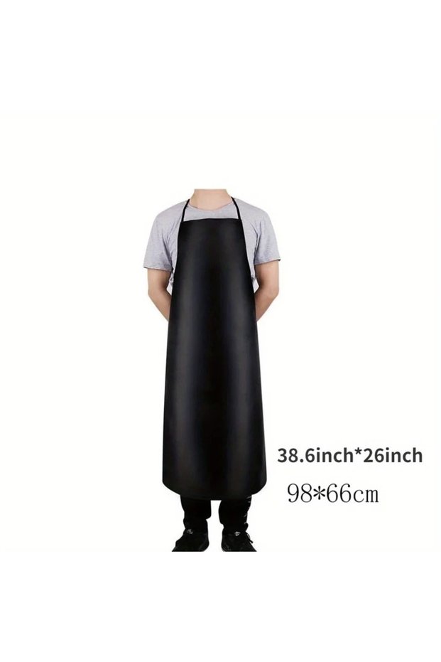 M PU Leather Waterproof Heavy Duty Bib Work Apron Kitchen Dishwashing Butcher Cleaning Workshop Fish