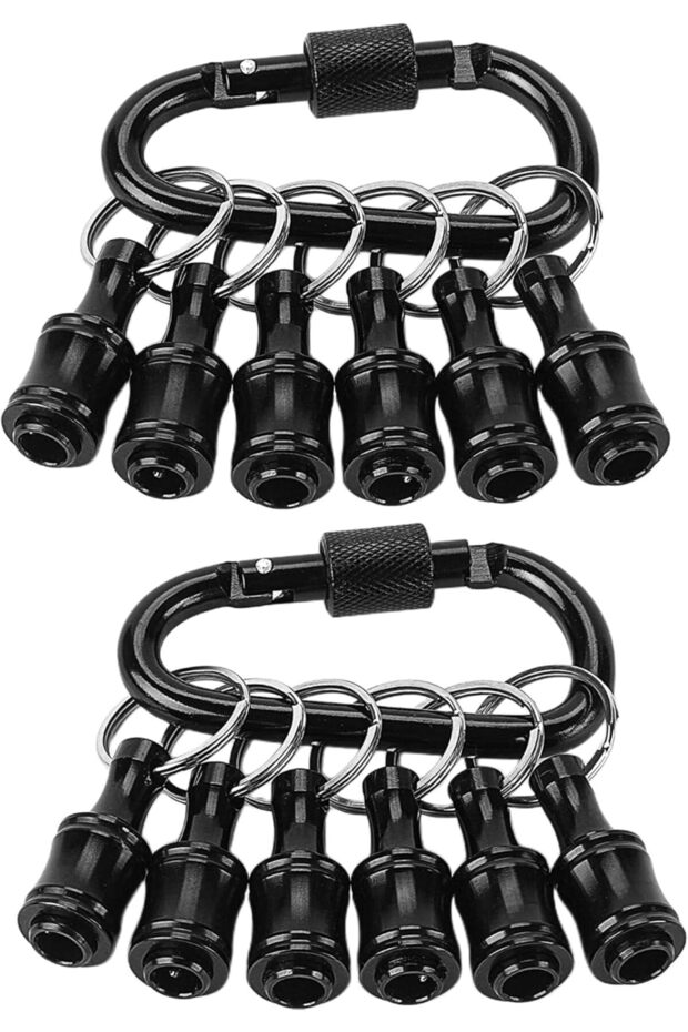 black-12pcs 12PCS Bit Holders 1/4 Socket,Screwdriver Bit Holder for Impact Driver Drill Bit Keychain