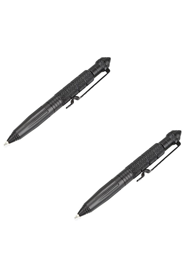 Black-2pcs Military Tactical Pen Multifunction Aluminum AlloyOutdoor Camping Security Survival Tools