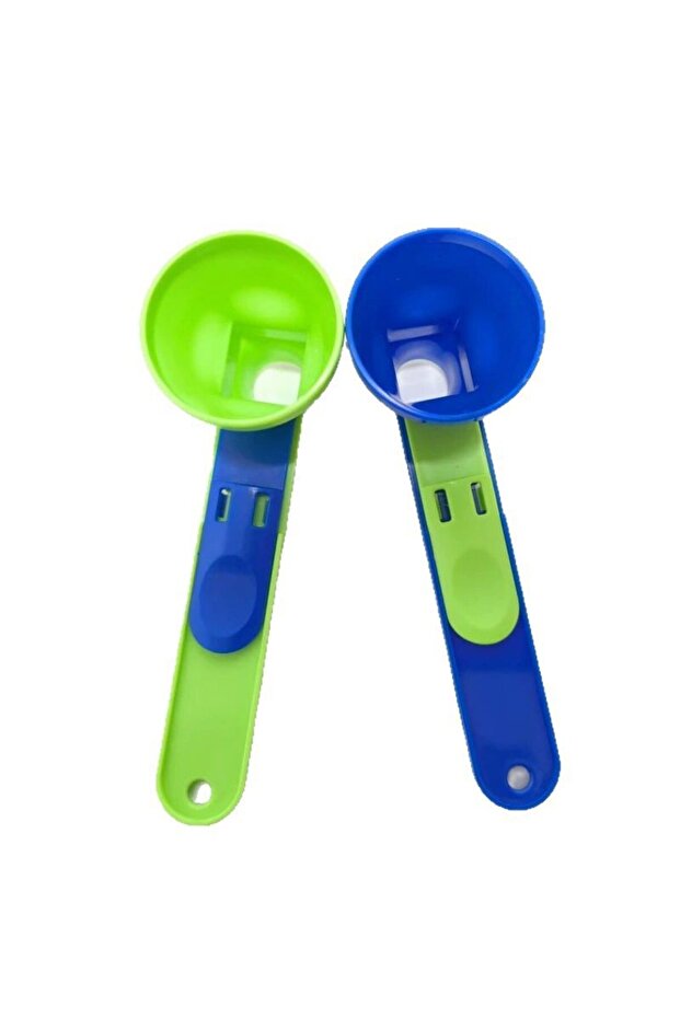 blue and green Durable PP Material Mess-Free Protein Powder Scoop - Sliding Funnel for Milk & Supple