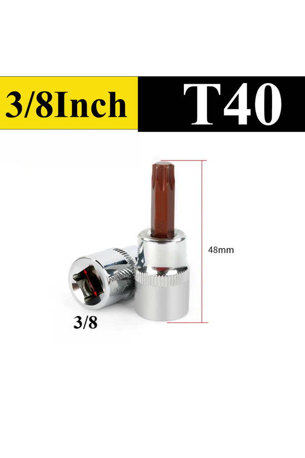 1pc T40 Torx Screwdriver Bits 3/8" Drive Socket Head Tools T10 T15 T20 T25 T27 T30 T40 T45 T50 T55 T