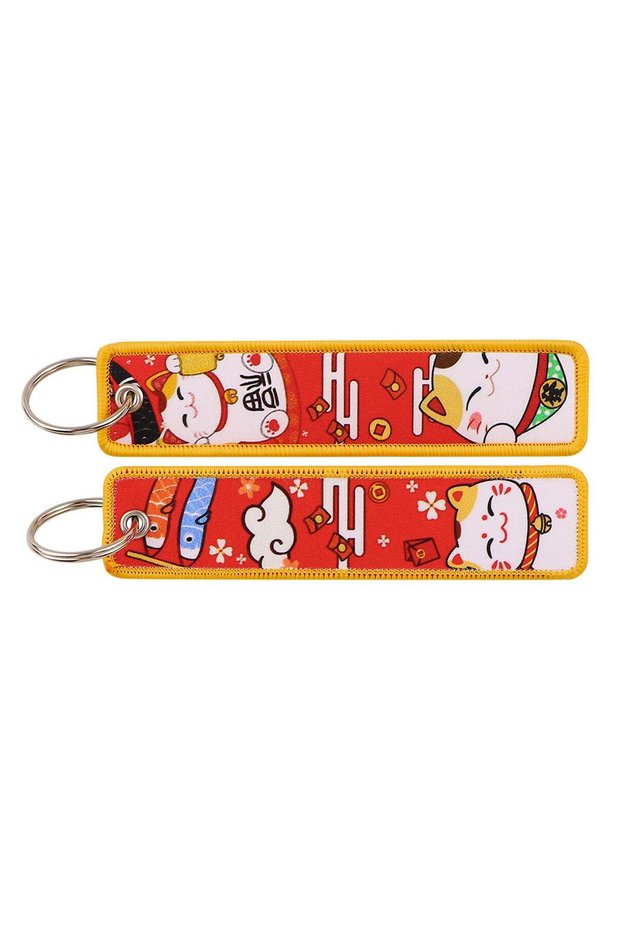 5 Cute Cat Embroidery Key Tag Cartoon Animals Keychains For Women Men Car Motorcycles Accessories Ke