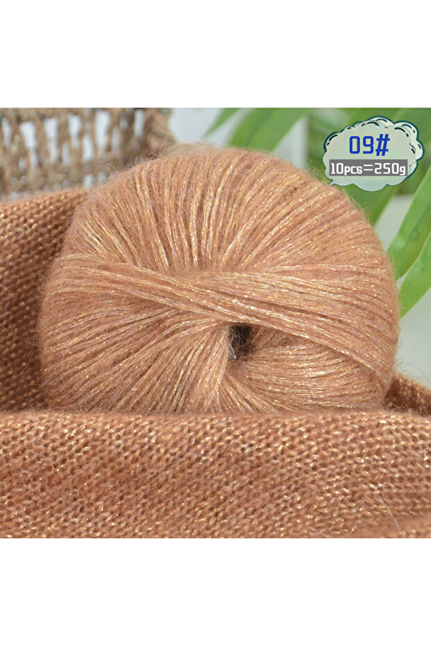 09Yunfeng 250g Large Bag of Colorful Glittery Wool Mohair Yarn, DIY Materials for Hand Knitting, Han