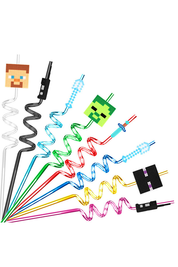 MULTI 8pcs My World Straws, Reusable Spiral Straws, Summer Theme Party, Birthday Party, Wedding Part