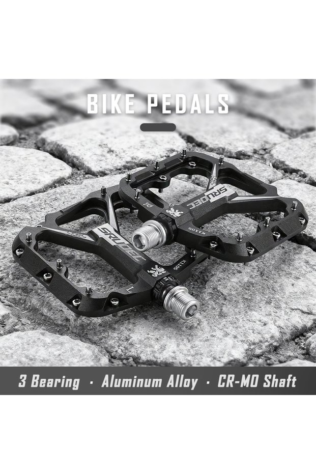 Black KRSEC 3 Bearing Bicycle Pedals CNC Ultralight BMX MTB Road Bike Pedals Non-slip Aluminum Alloy