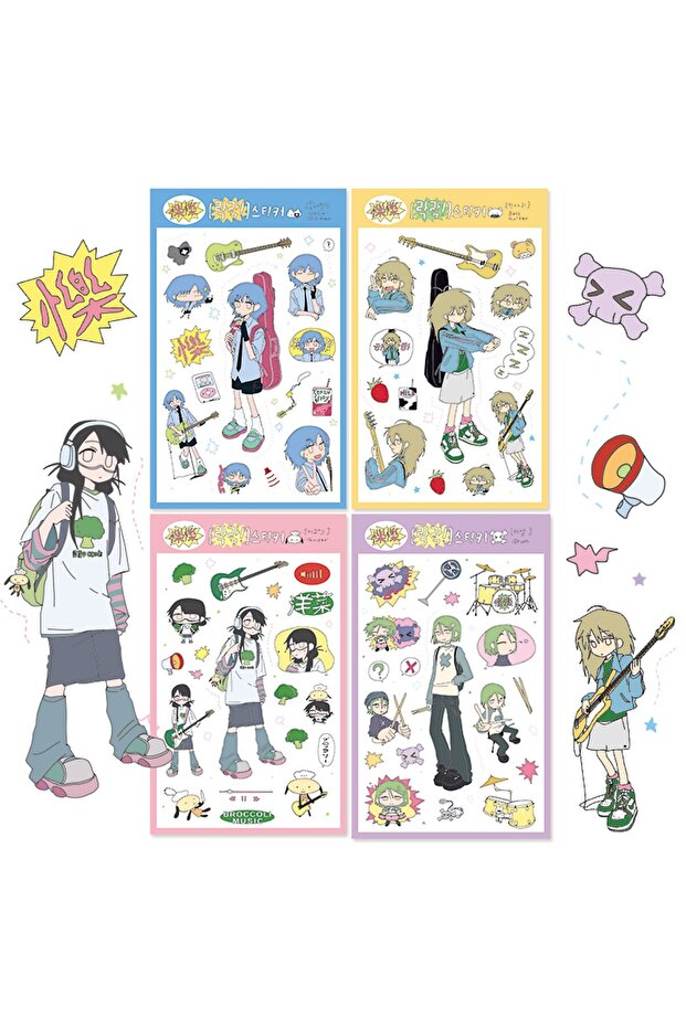 ALL 4Pcs 1/4 Pcs Rouli character stickers ins South Korea Ping for boys Gu Ben hand account material