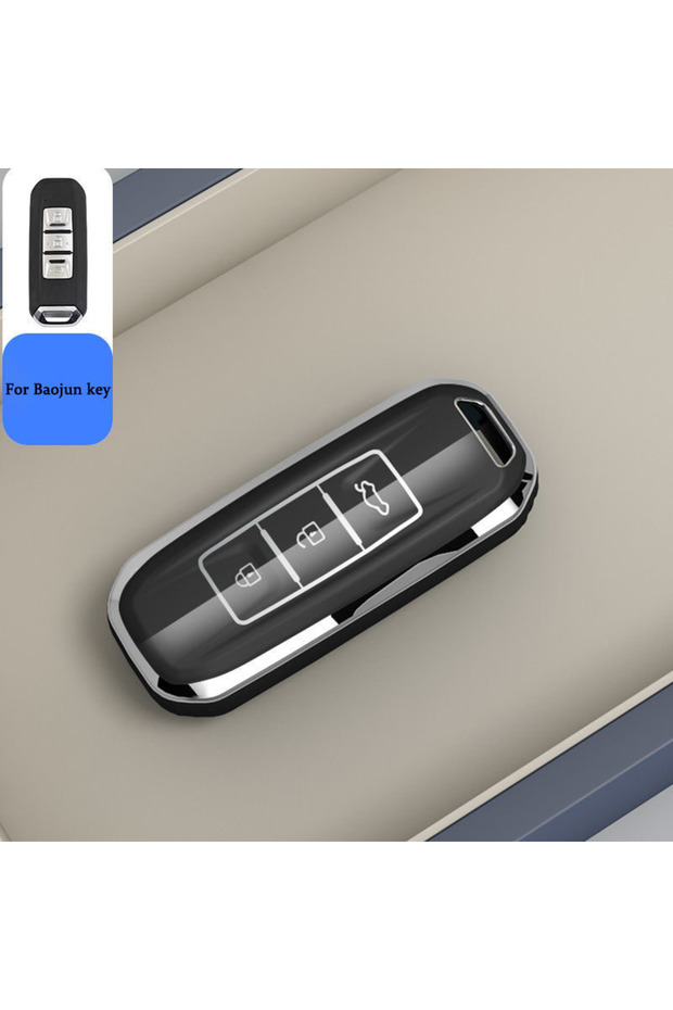 3 Button Black Soft TPU Car Key Case Cover Protect Shell Bag For Baojun 510 730 360 560 RS-5 530 630