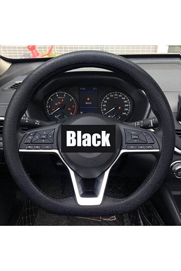 black Universal Car Silicone Steering Wheel Cover Elastic Non-Slip Cover For 36-40cm Steering Wheel