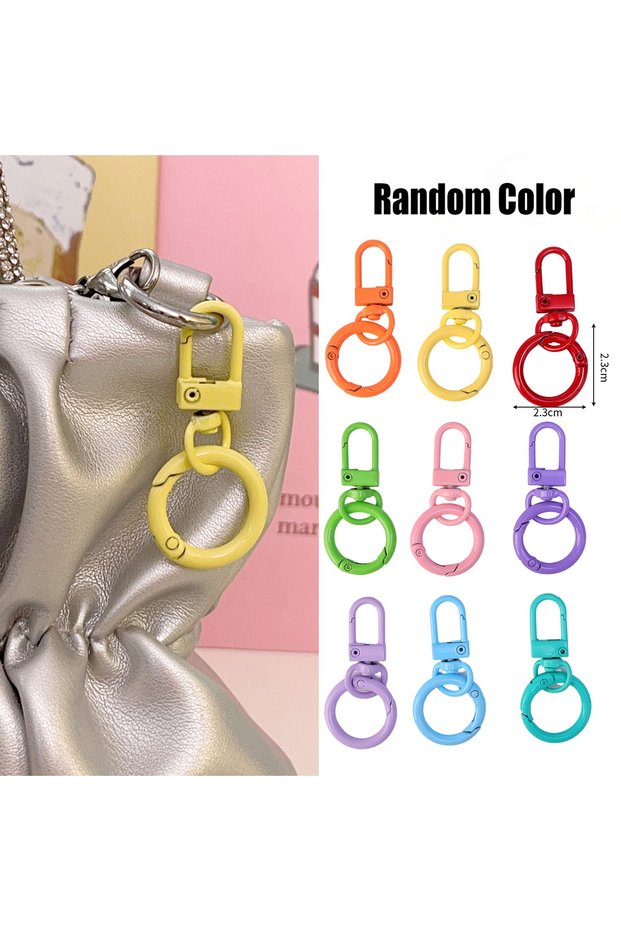 1pc solid color-ramdom 1-10pcs Colorful Doughnut Alloy Lobster Clasp Hooks Keychain for Jewelry Maki