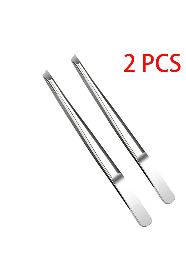 2 PCS Professional Stainless Steel Tweezers for Eyebrows & Facial Hair Precision Tip Non-Slip Grip E