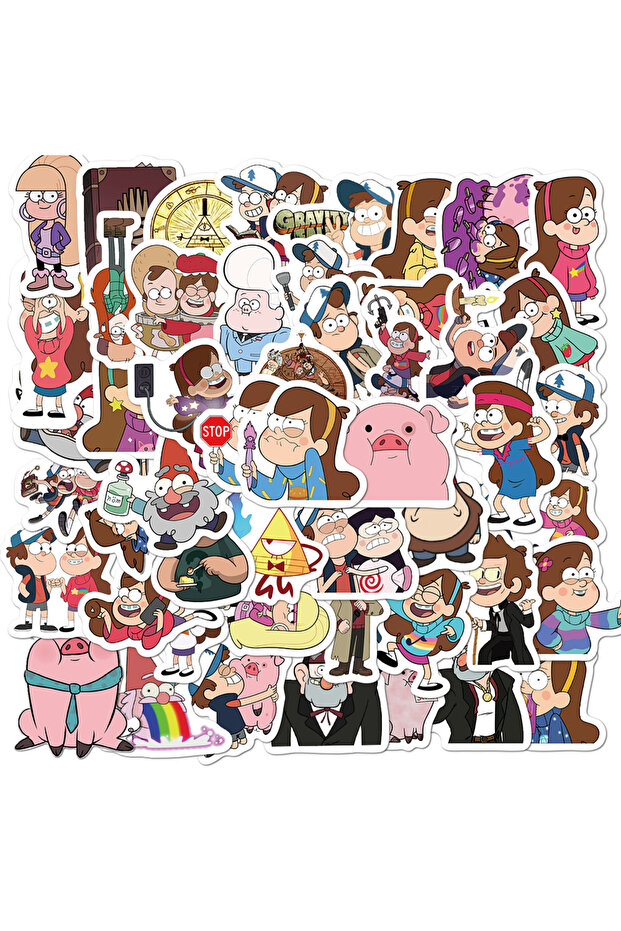 Multicolor 50Pcs Cartoon Gravity Falls Stickers DIY Stickers Scrapbooking Phone Luggage Skateboard W