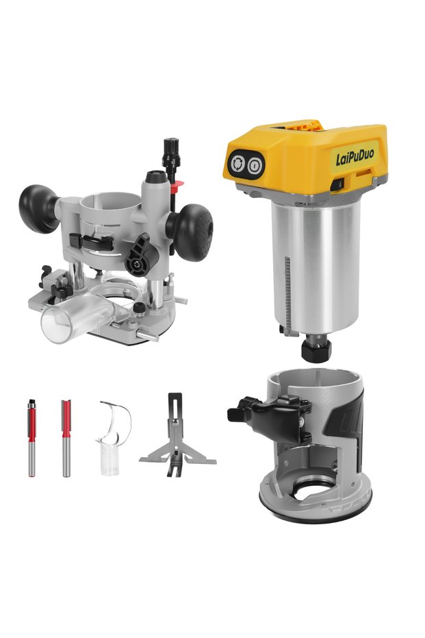 SET 3 Brushless Wood Router Wood Trimmer Cordless Woodworking Slotting Milling Engraving Machine Pow