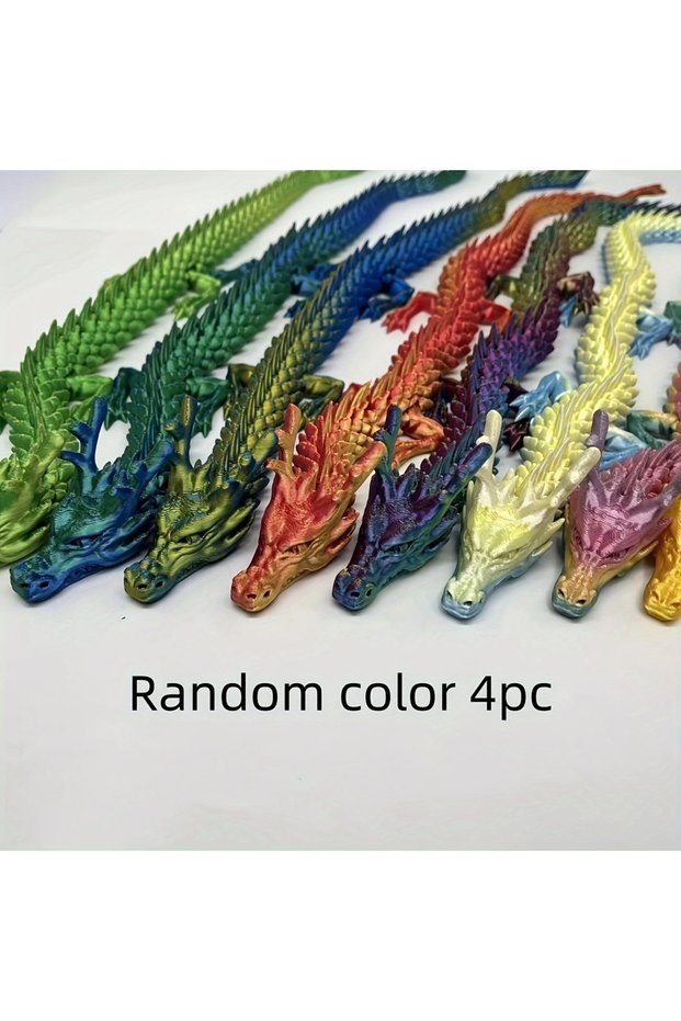 4pcs(Random Color) 1/4/12pcs 3D Printed Chinese Dragon Ornament, Random Color, Ideal For Car Dashboa