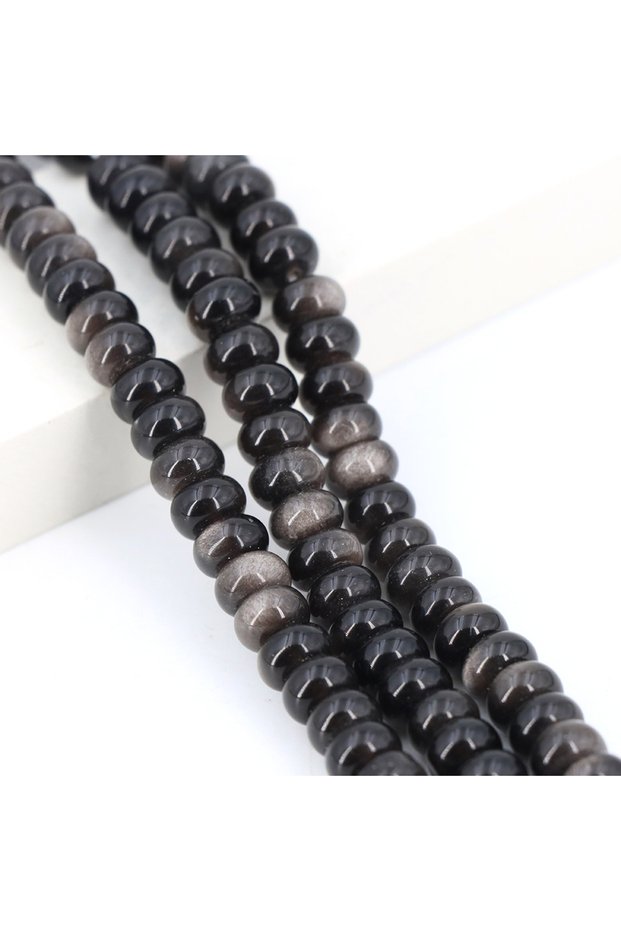5x8mm Silver Obsidian 5x8mm Natural Stone Healing Crystals Abacus Rondelle Bead Jewelry Making DIY C