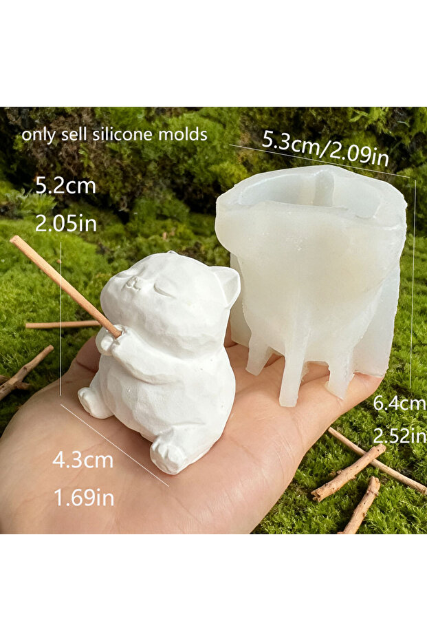 mold Fortune Cat Resin Incense Burner Mold DIY Cute Animal Silicone Mold for Cement Plaster Clay, Ar