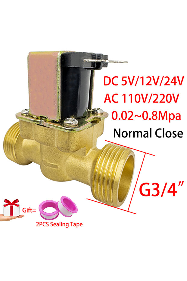 3/4" DC 24V BSP G3/4 "AC 110/220V DC 5/12/24V Normally Closed Brass Solenoid Valve for Water Control