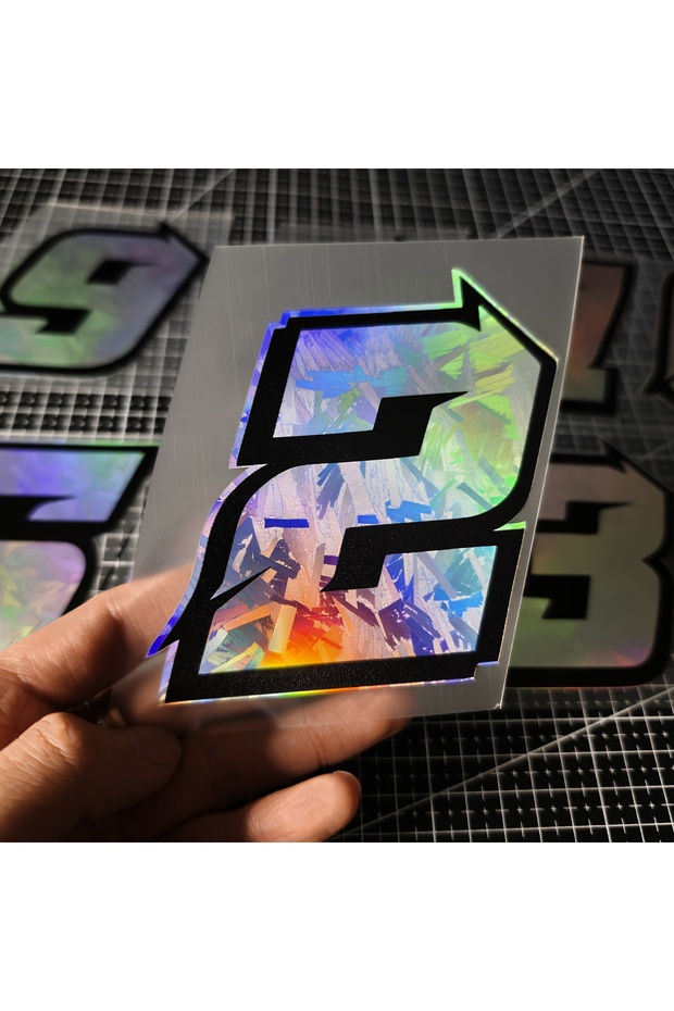 Height 10cm NUM2 1pc Motorcycle Racing Number Stickers 0-9 - Iridescent Holographic Laser Effect, Wa