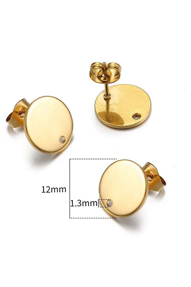 Gold 06-12mm 10pcs Stainless Steel Earring Bases With Holes Or Loops For Connecting Pendants for DIY