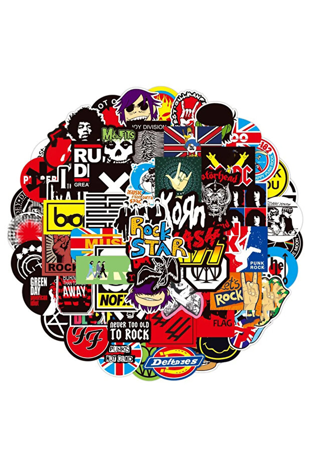 Multicolor 100Pcs Classic Rock Roll Stickers Music Band Decals for DIY Helmet Guitar Phone Laptop M