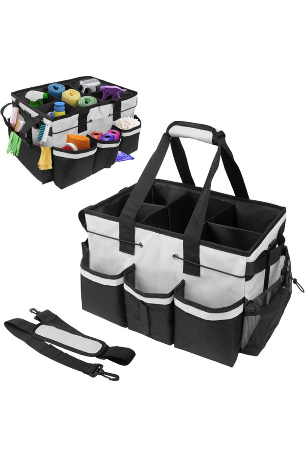 beige white Multifunctional Tool Bag Cleaning Tools Storage Bag Waterproof and Wear-Resistant Large