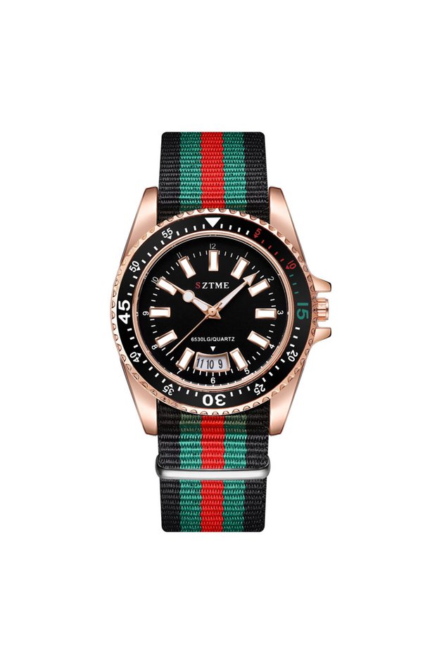Yes Rose Black New fashionable men's nylon strap calendar watch, luxurious and simple business men's