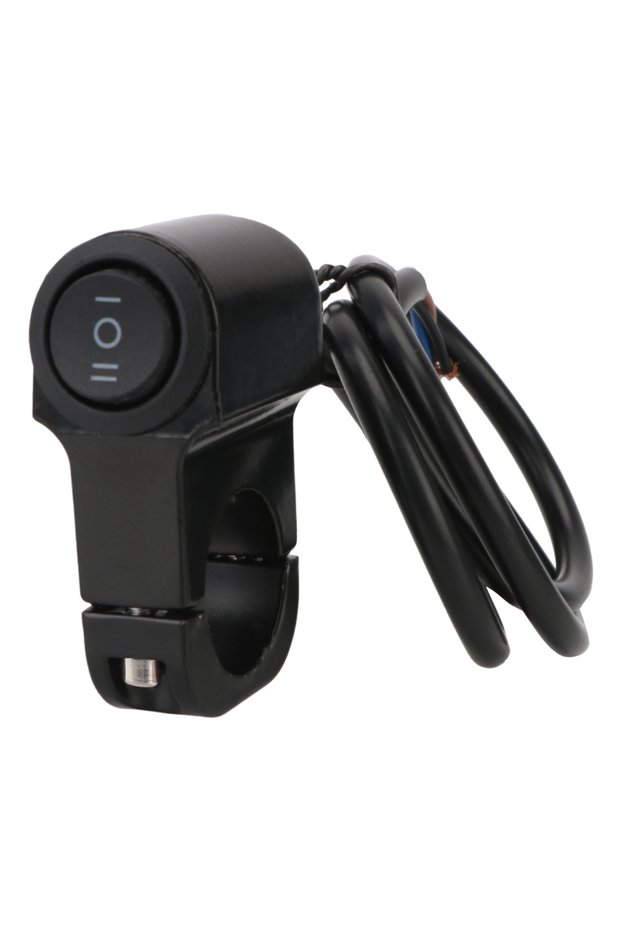 black Aluminum Alloy Handlebar Headlight Switch Three-position Button 22cm 7/8in 12V Spotlight Retro