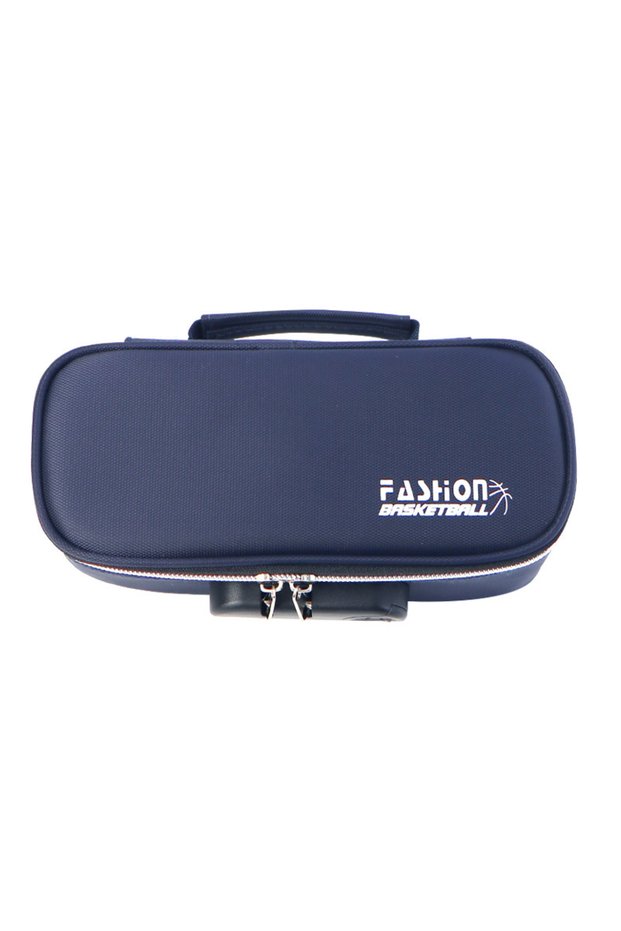 Navyblue Portable Password Lock Pencil Case Boy Canvas Pencil Bag Large Capacity Pencil Cases Studen