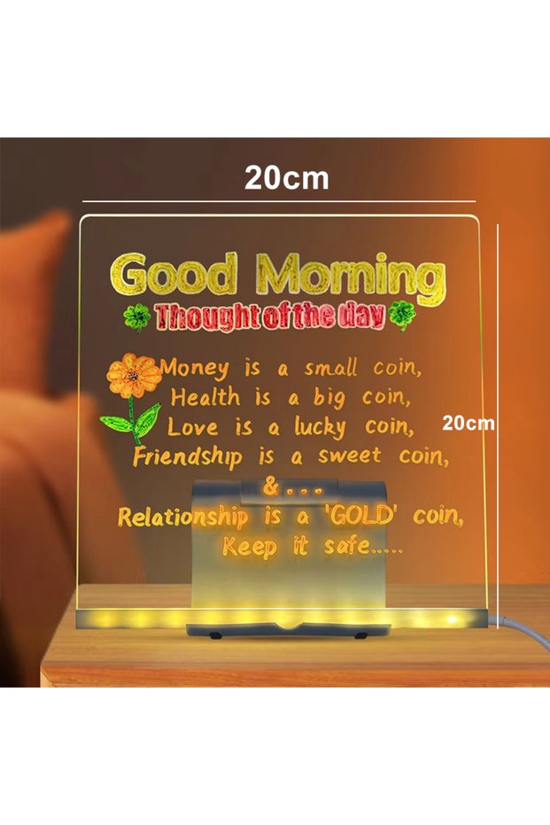 20x20cm 5 Pens LED Note Board DIY Acrylic Message Board Children‘s Drawing Board With Night Light Co