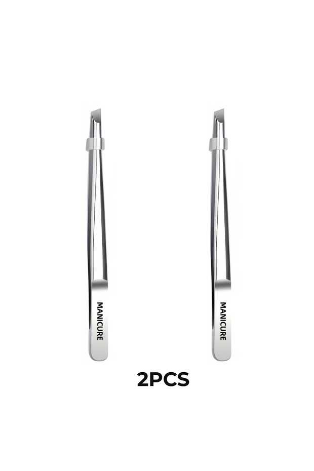 2PCS Stainless Steel Tweezers Tool Suitable for Eyebrow Eyelash Application Beard & Mustache Trimmin