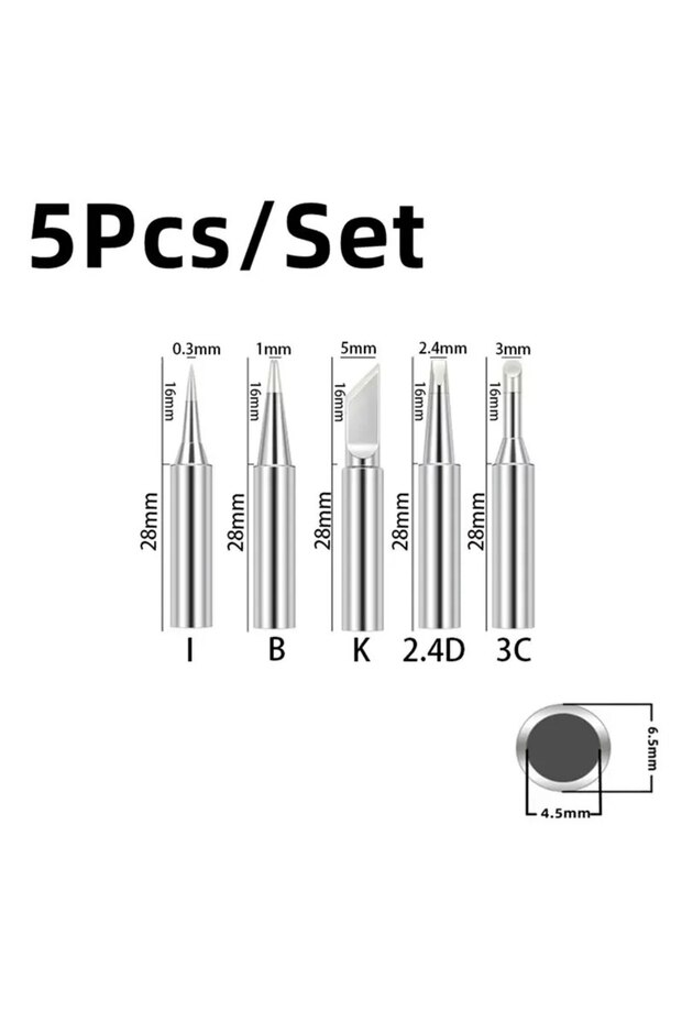 Silver 5pcs 5pcs 900M Soldering Iron Tips Set, Copper Core Electric Soldering Bits for 936 Soldering