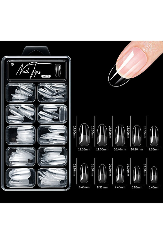05-100pcs-box 100pcs/box Fake Nail Tips Coffin Press on Nail Clear Full Cover Nail Artificial Press