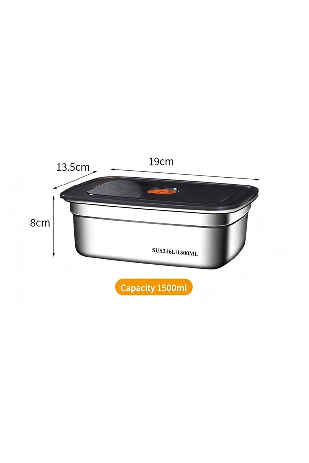 1500ML Stainless Steel Camping Lunch Box Sealed Leak-proof Bento Box Microwave Suitable Large Capaci