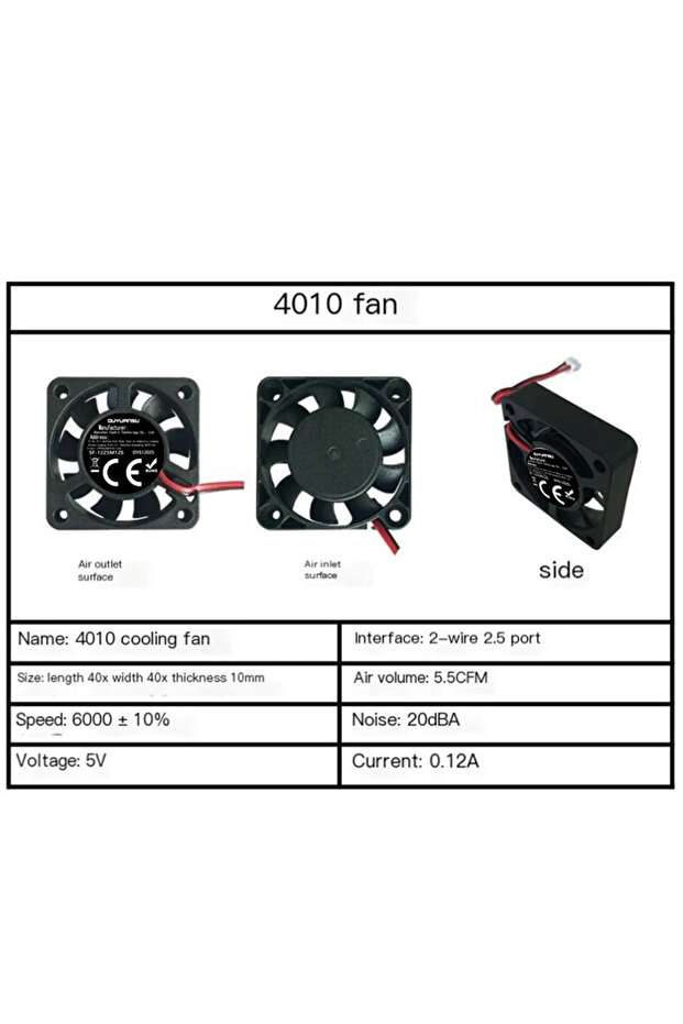 NO RGB black 4010 40x40x10mm 50x50x10mm 60x60x10mm 5V 2-Pin PC Computer CPU System Heatsink Brushles